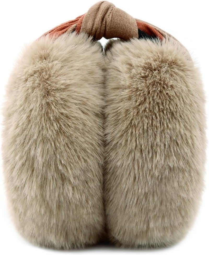 FSTEOE Women Winter Ear Muffs Foldable Girl Ear Warmer Fashion Furry Earmuff Soft Ear Cover Cold Weather - Image 1
